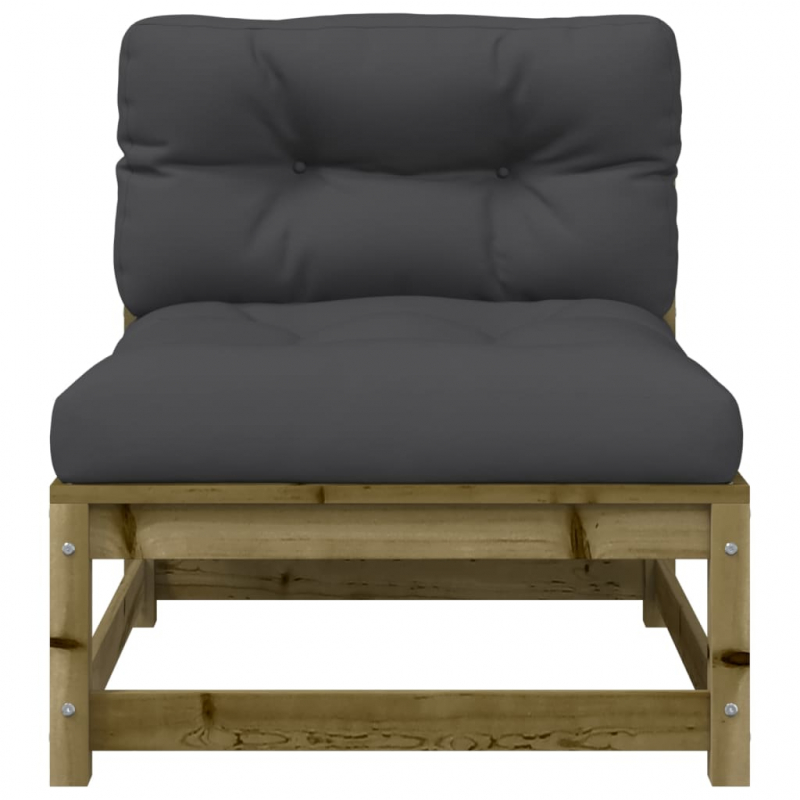 Gartensofa ohne Armlehnen mit Kissen und Hocker