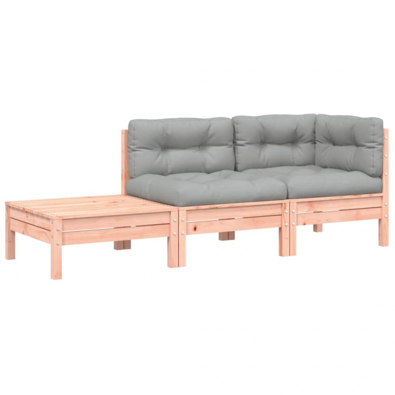 Gartensofa mit Kissen und Fußhocker Massivholz Douglasie