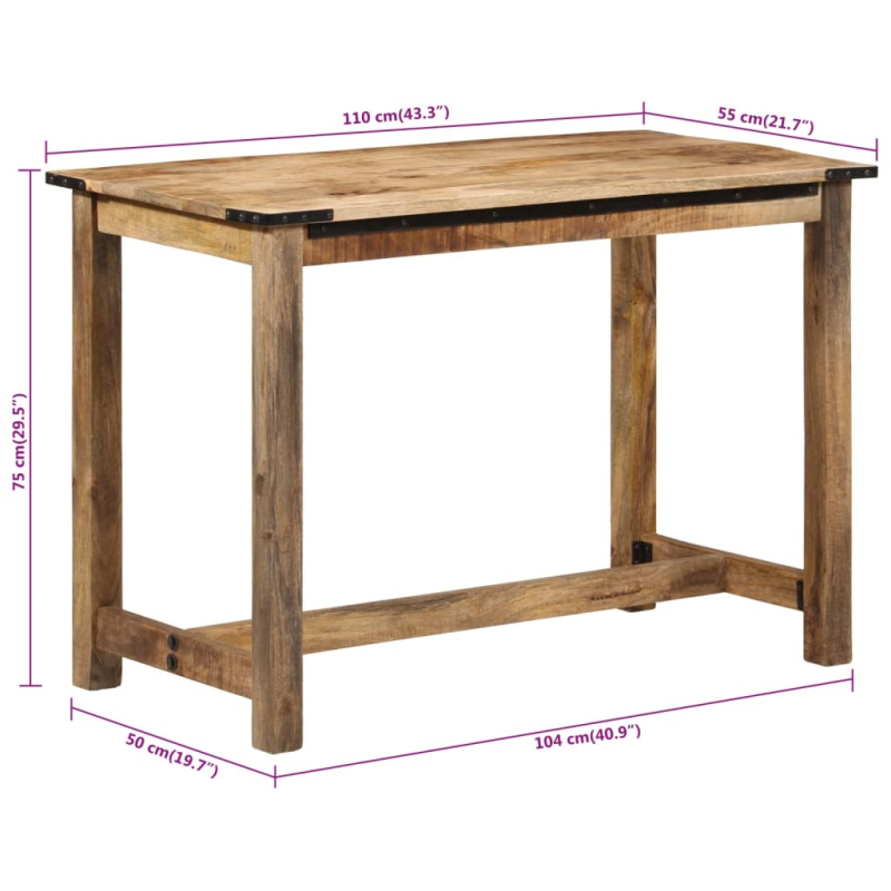 Esstisch 110x55x75 cm Massivholz Mango