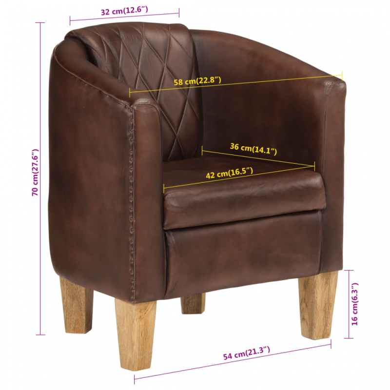 Sessel Dunkelbraun Echtleder
