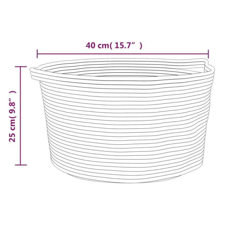 Aufbewahrungskorb Grau und Weiß Ø40x25 cm Baumwolle