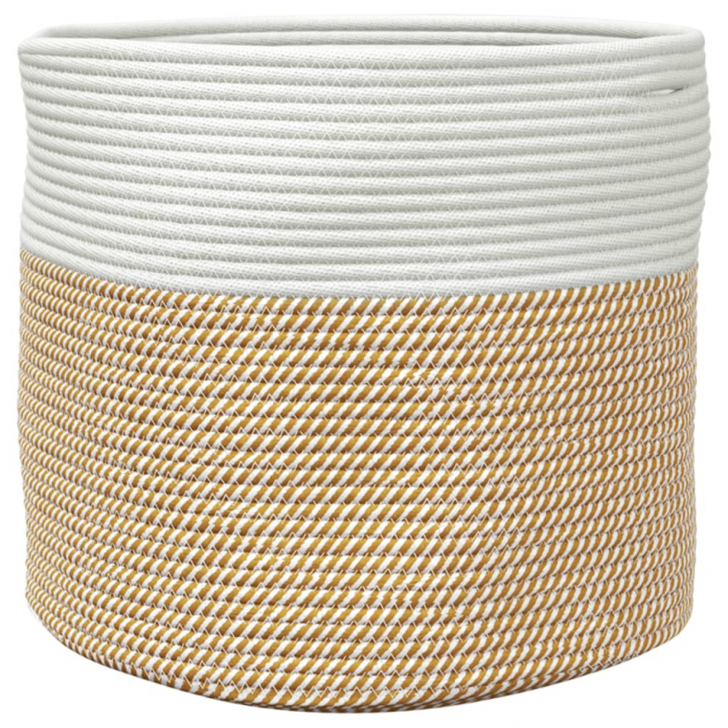 Aufbewahrungskorb Braun und Weiß Ø40x35 cm Baumwolle