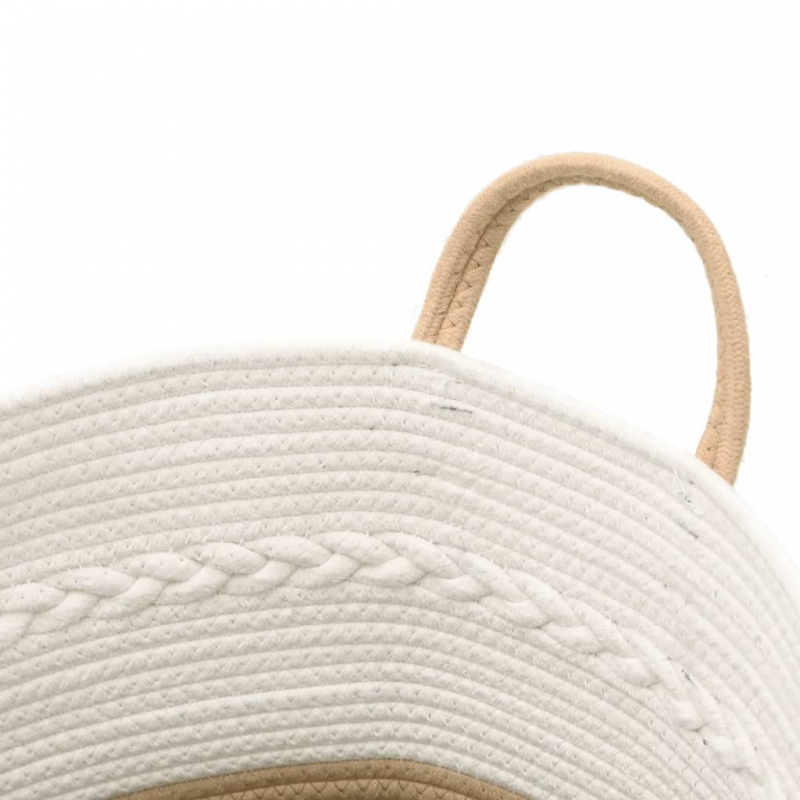 Aufbewahrungskorb Beige und Weiß Ø43x38 cm Baumwolle