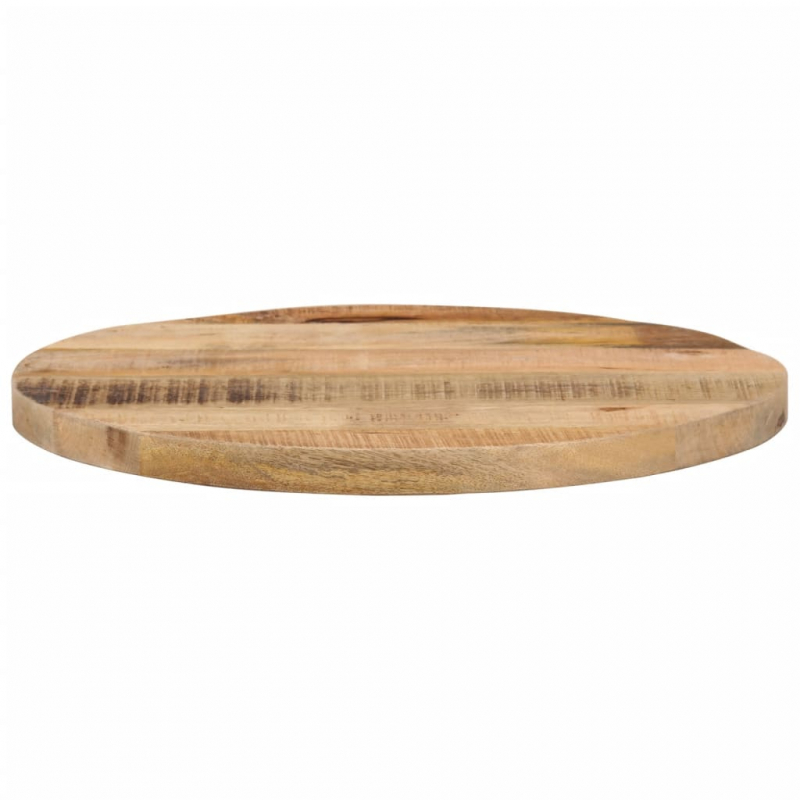 Tischplatte Ø 60x3,8 cm Rund Raues Massives Mangoholz