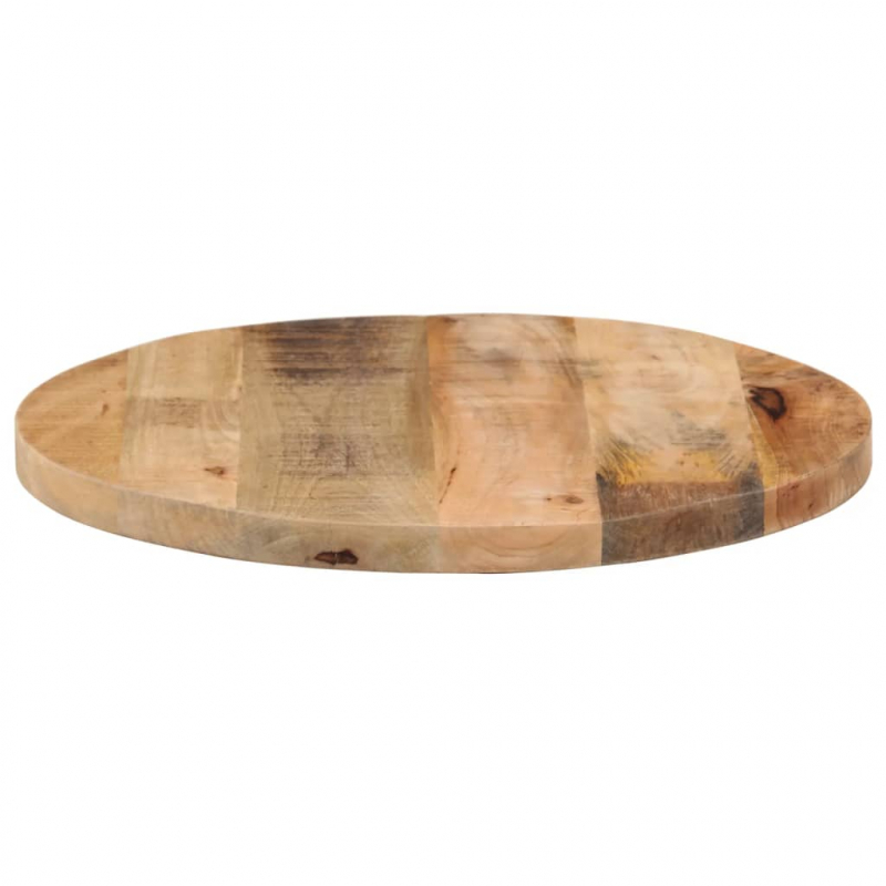 Tischplatte Ø 60x3,8 cm Rund Raues Massives Mangoholz