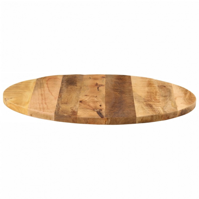 Tischplatte Ø 80x1,5 cm Rund Raues Massives Mangoholz