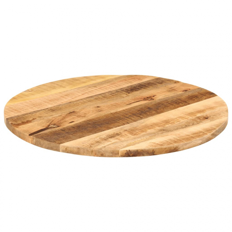 Tischplatte Ø 80x3,8 cm Rund Raues Massives Mangoholz