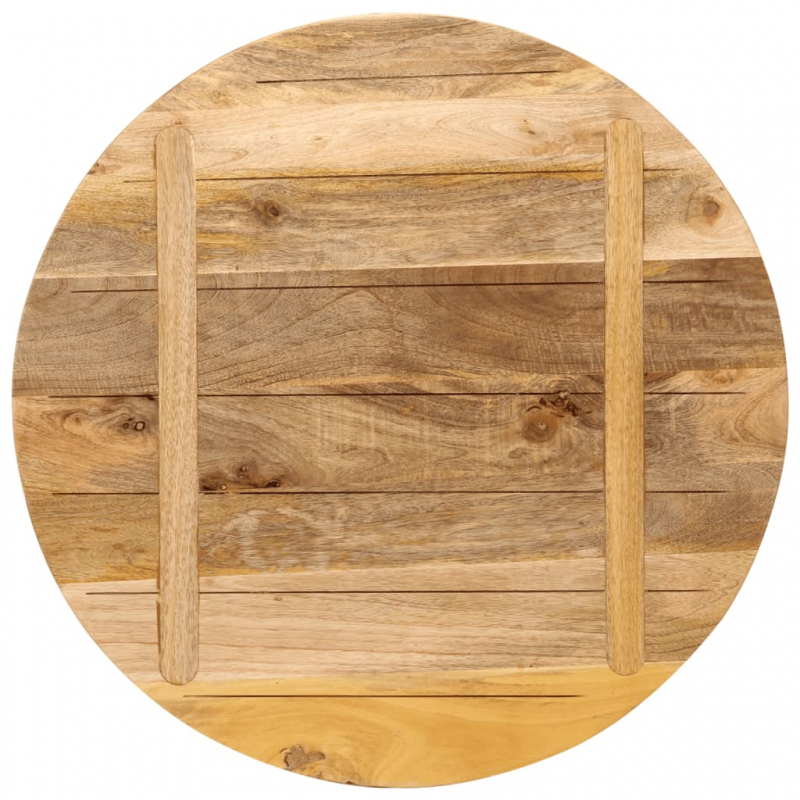 Tischplatte Ø 80x3,8 cm Rund Raues Massives Mangoholz