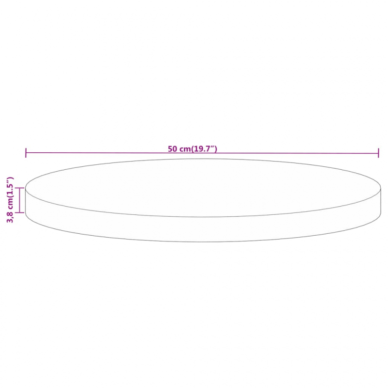 Tischplatte Ø 50x3,8 cm Rund Altholz Massiv