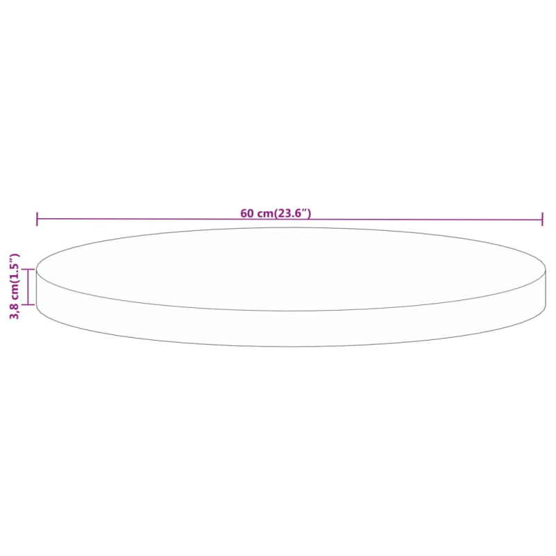 Tischplatte Ø 60x3,8 cm Rund Altholz Massiv