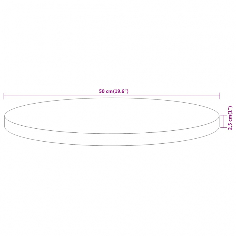 Tischplatte Ø50x2,5 cm Rund Massivholz Akazie