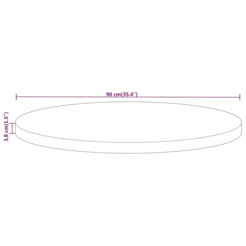 Tischplatte Ø 90x3,8 cm Rund Massivholz Mango