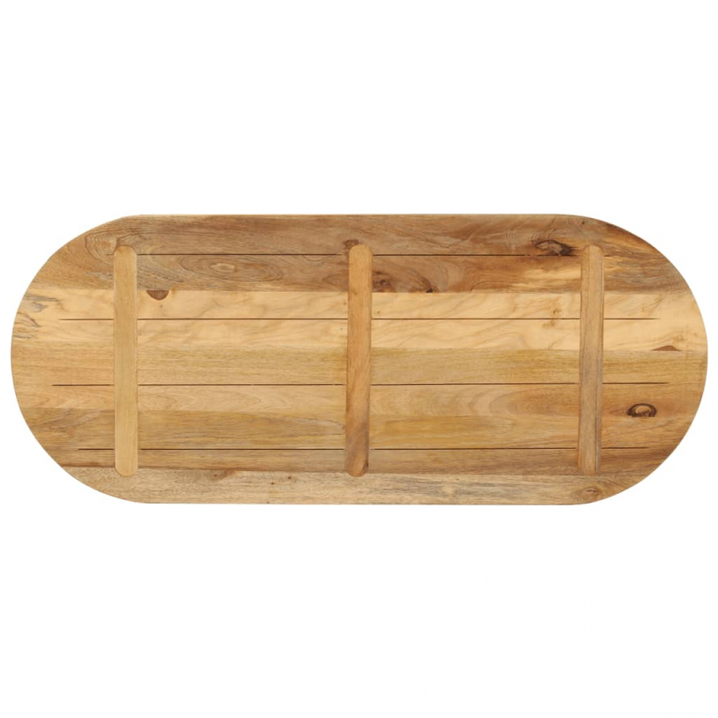 Tischplatte 110x50x3,8 cm Oval Raues Massives Mangoholz