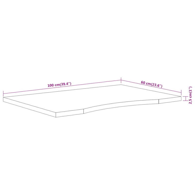 Schreibtischplatte 100x60x2,5 cm Rechteckig Massivholz Akazie