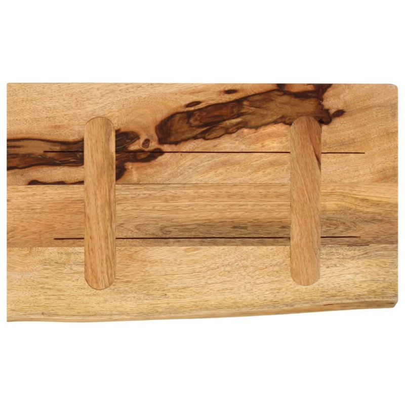 Tischplatte 50x30x2,5 cm Baumkante Massivholz Raues Mangoholz