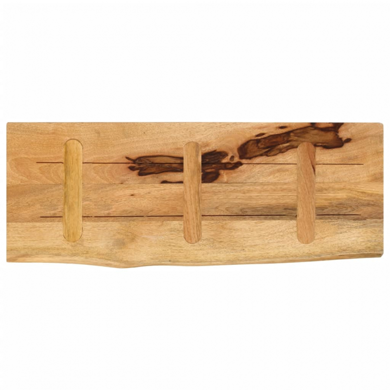 Tischplatte 90x30x2,5 cm Baumkante Massivholz Raues Mangoholz