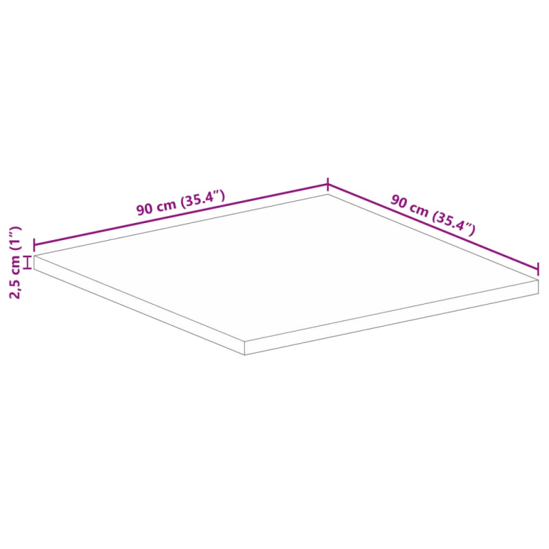 Tischplatte 90x90x2,5 cm Quadratisch Massivholz Akazie
