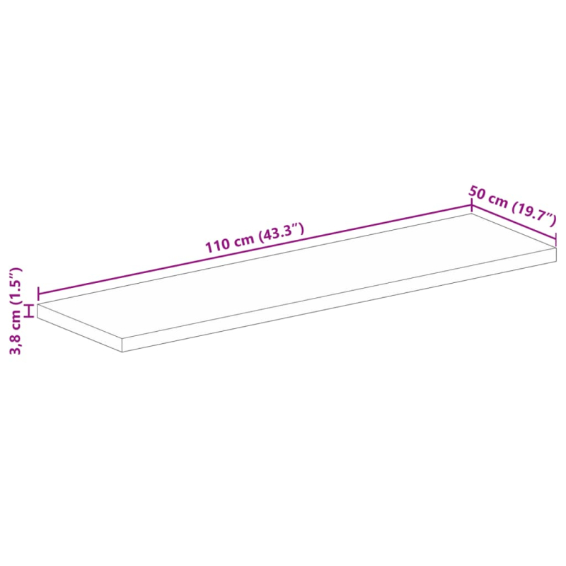 Tischplatte 110x50x3,8 cm Rechteckig Massivholz Akazie