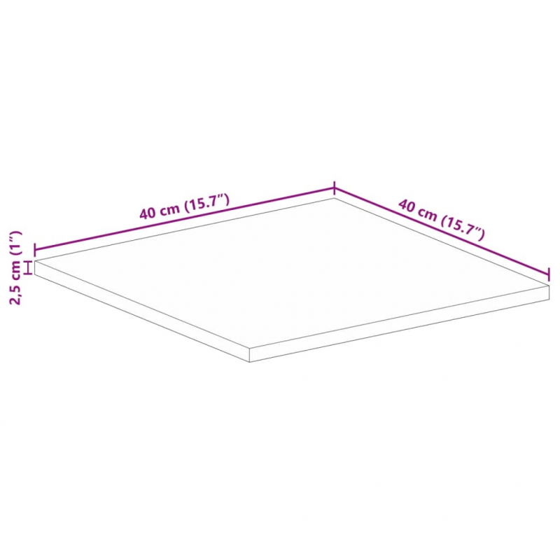 Tischplatte 40x40x2,5 cm Quadratisch Altholz Massiv