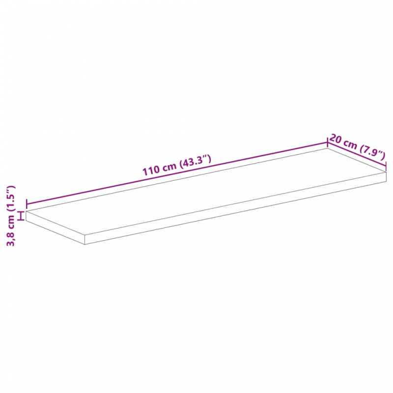 Tischplatte 110x20x3,8 cm Rechteckig Altholz Massiv