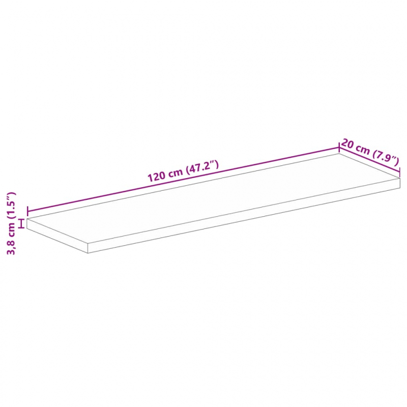 Tischplatte 120x20x3,8 cm Rechteckig Altholz Massiv