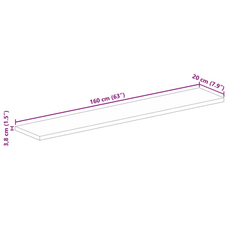 Tischplatte 160x20x3,8 cm Rechteckig Altholz Massiv