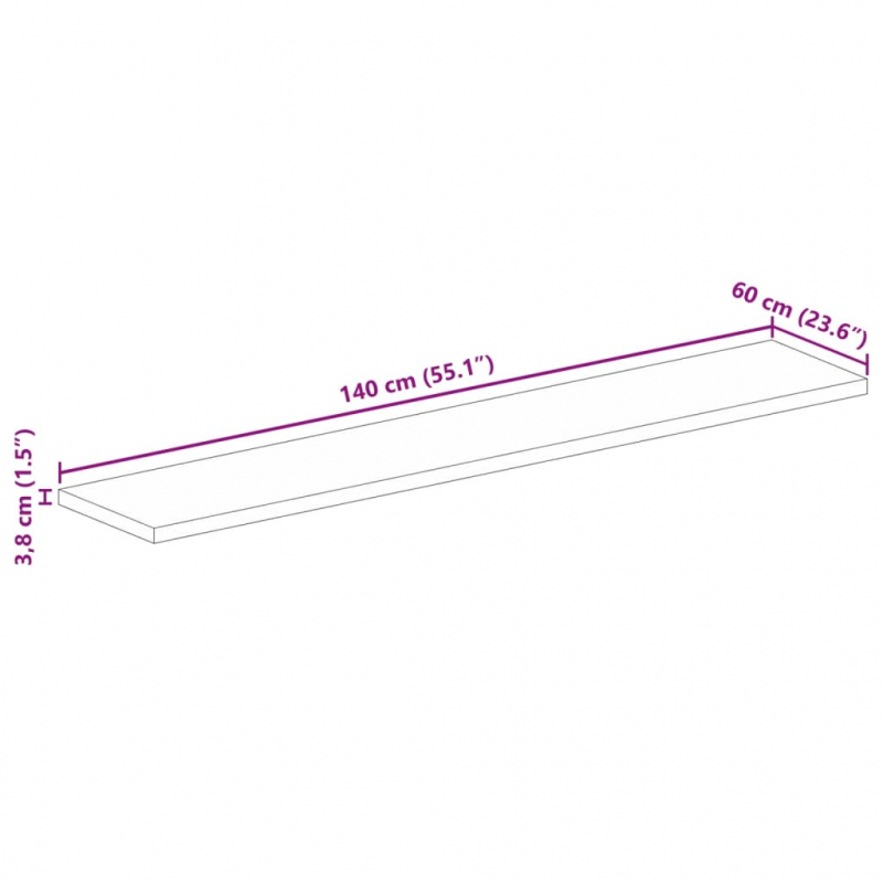 Tischplatte 140x60x3,8 cm Rechteckig Altholz Massiv