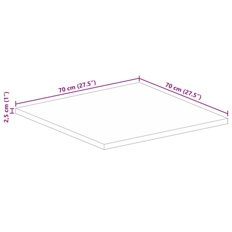 Tischplatte 70x70x2,5 cm Quadratisch Altholz Massiv
