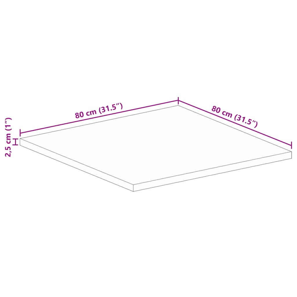 Tischplatte 80x80x2,5 cm Quadratisch Altholz Massiv