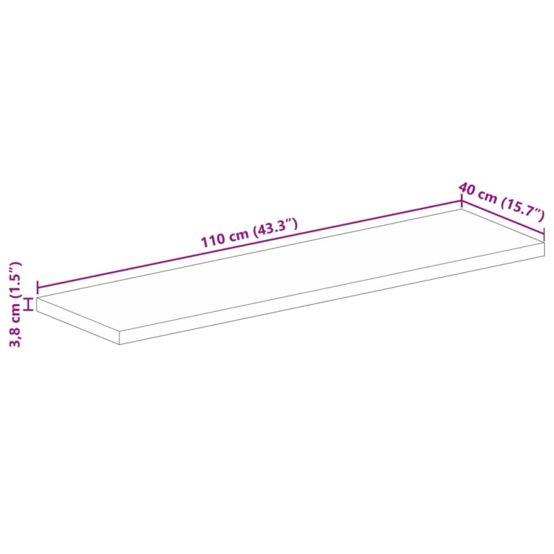 Tischplatte 110x40x3,8 cm Rechteckig Raues Massivholz Mango