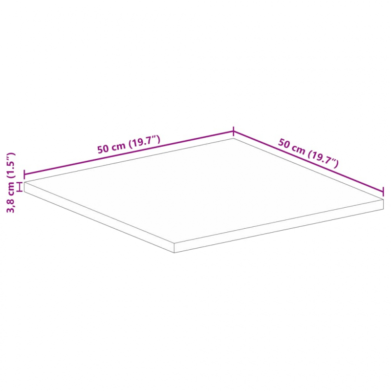 Tischplatte 50x50x3,8 cm Quadratisch Massivholz Mango