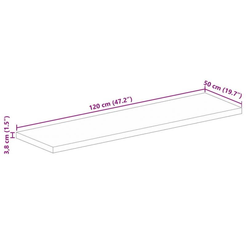 Tischplatte 120x50x3,8 cm Rechteckig Massivholz Mango
