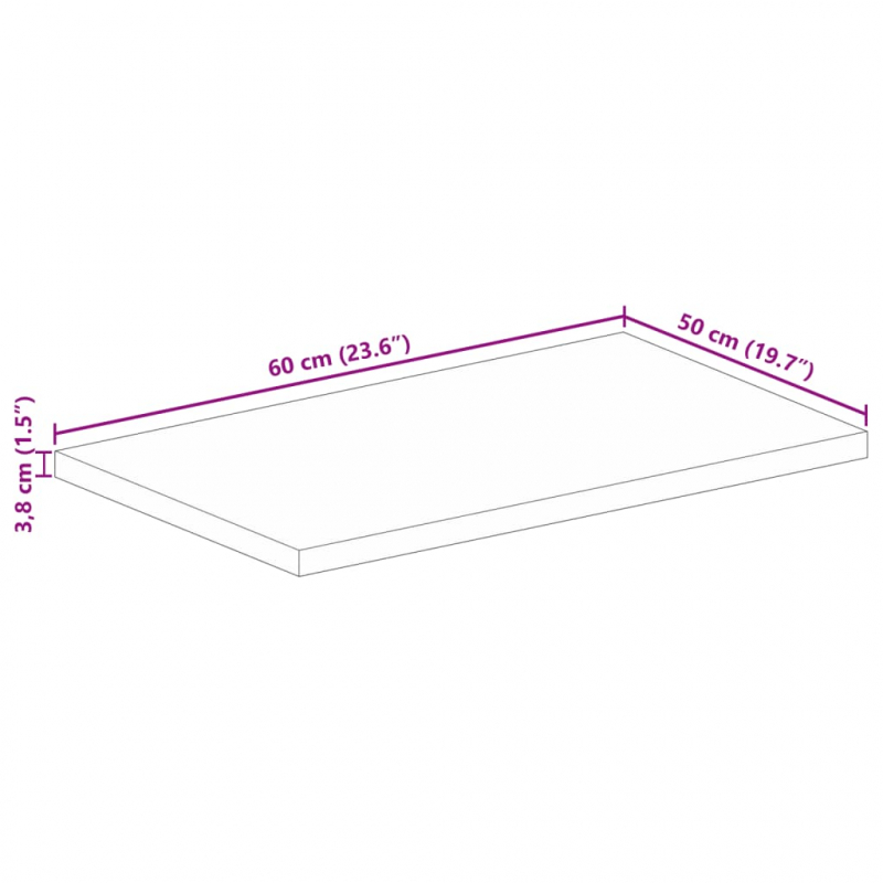 Tischplatte 60x50x3,8 cm Rechteckig Massivholz Mango