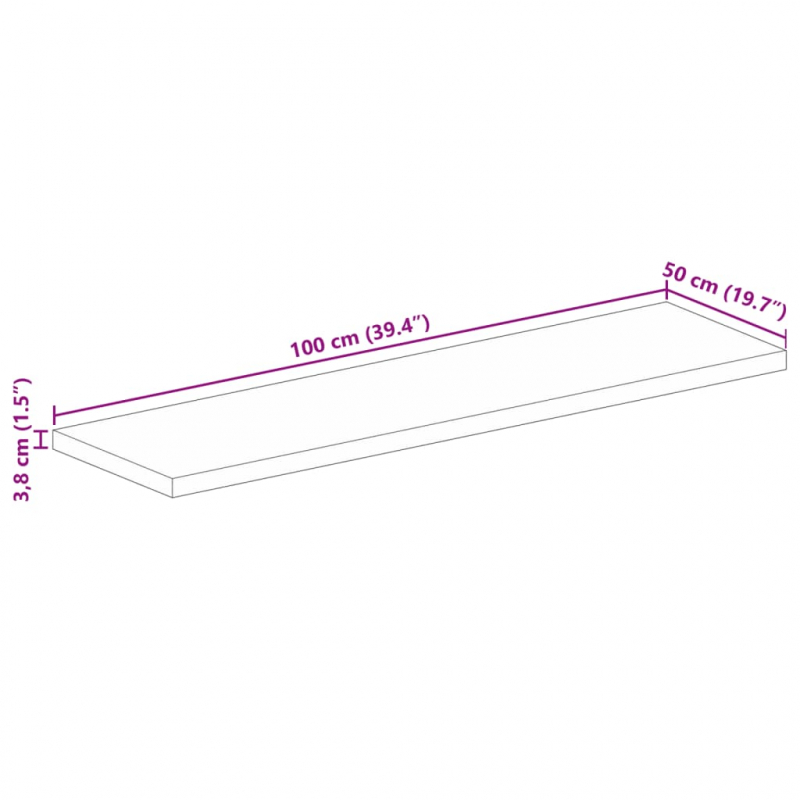 Tischplatte 100x50x3,8 cm Rechteckig Massivholz Mango