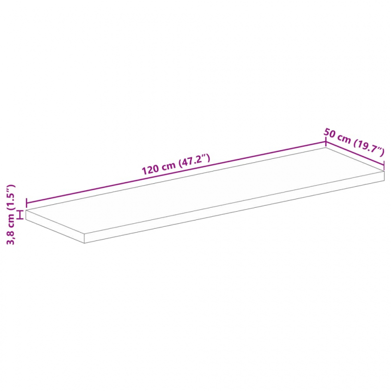 Tischplatte 120x50x3,8 cm Rechteckig Massivholz Mango