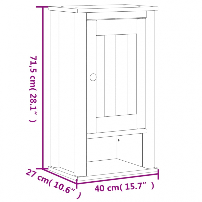 Bad-Wandschrank BERG Weiß 40x27x71,5 cm Massivholz Kiefer