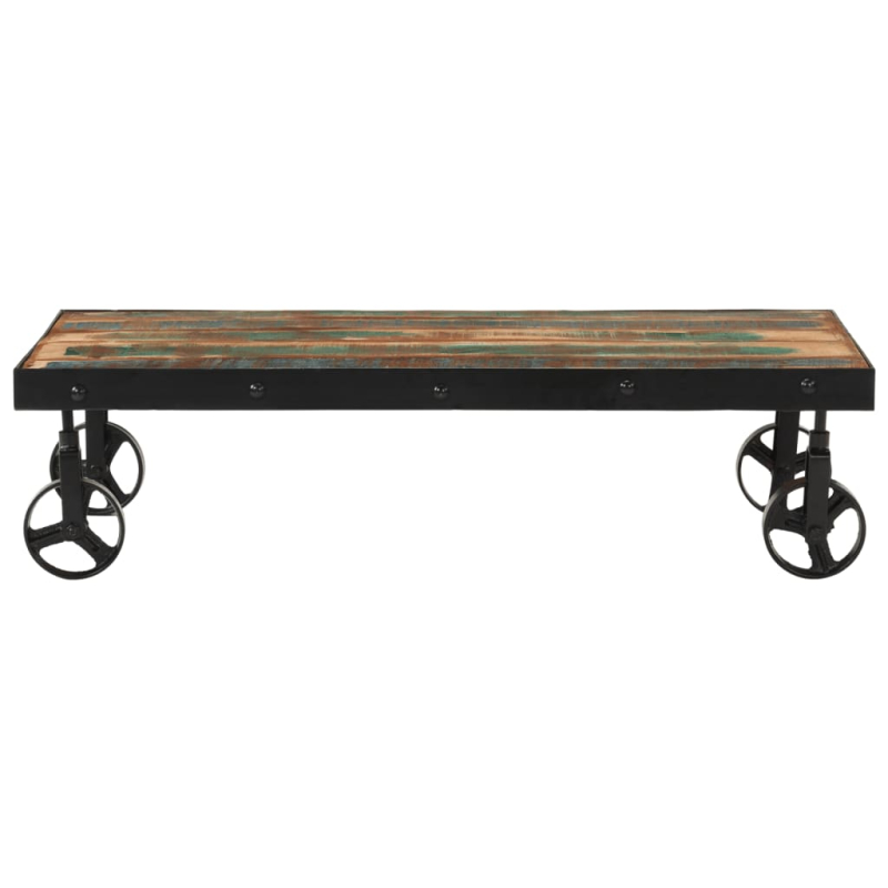 Couchtisch mit Rollen Altholz Massiv 100x55x26 cm