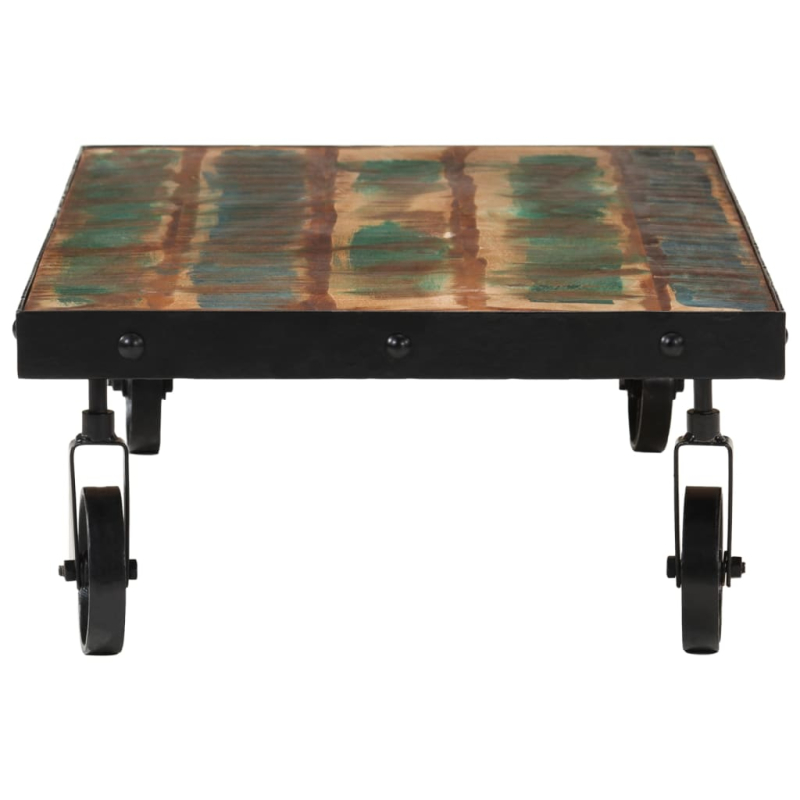 Couchtisch mit Rollen Altholz Massiv 100x55x26 cm
