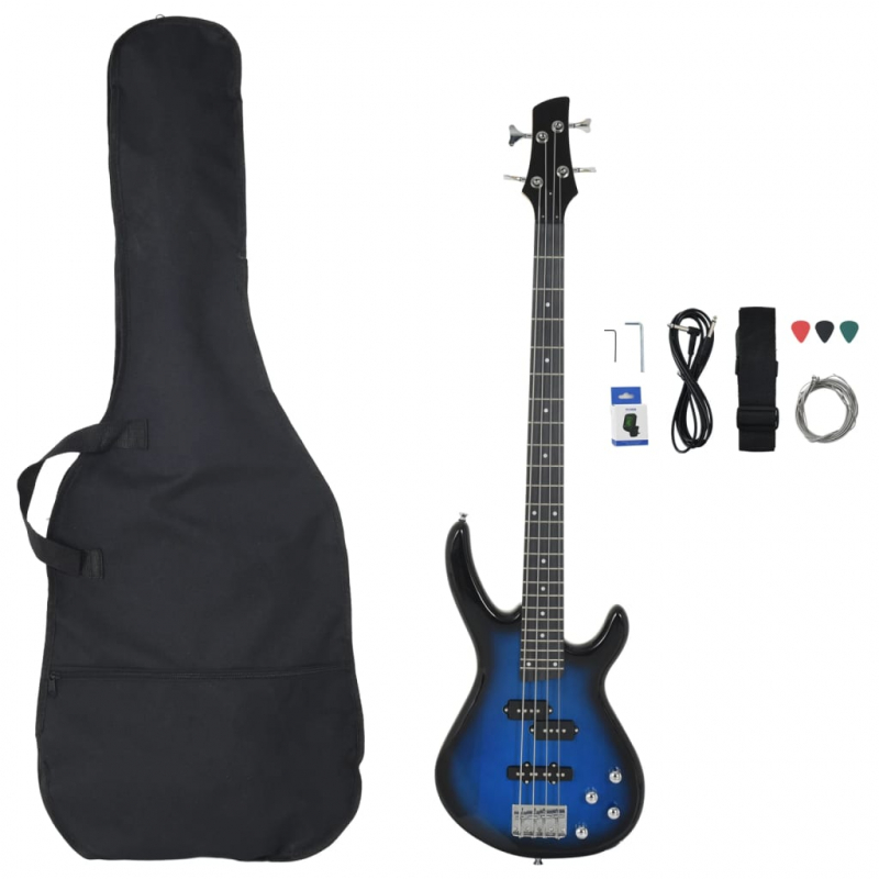 E-Bass für Anfänger mit Tasche Blau und Schwarz 4/4 46