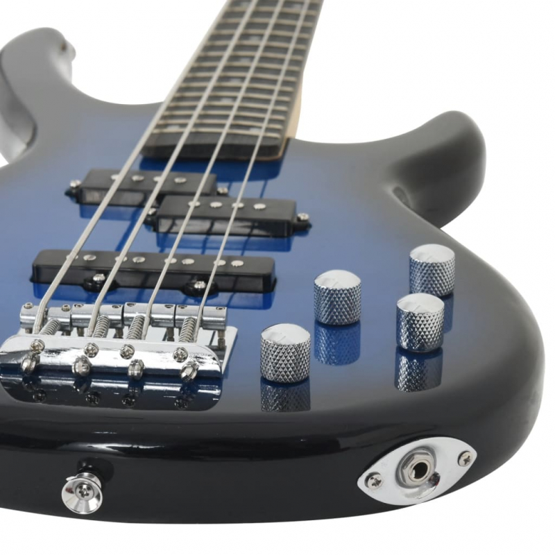 E-Bass für Anfänger mit Tasche Blau und Schwarz 4/4 46