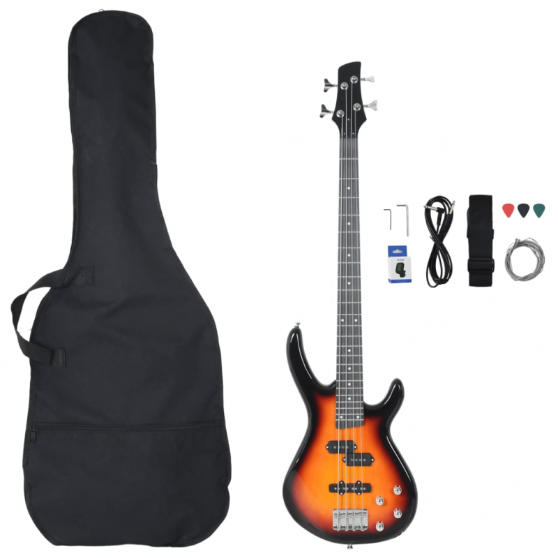 E-Bass für Anfänger mit Tasche Braun und Schwarz 4/4 46