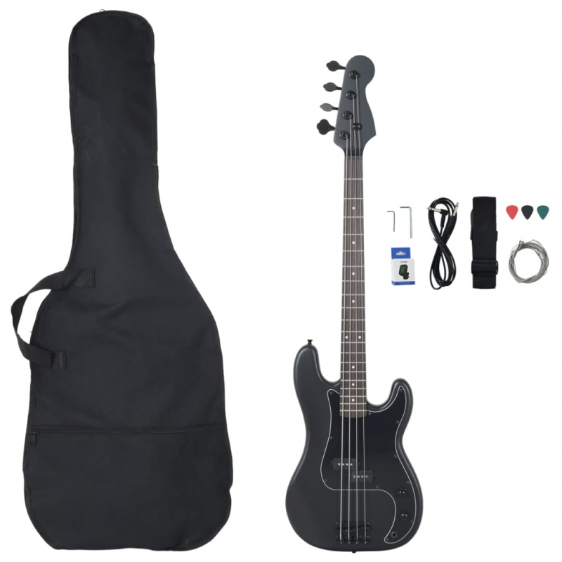 E-Bass für Anfänger mit Tasche Schwarz 4/4 46