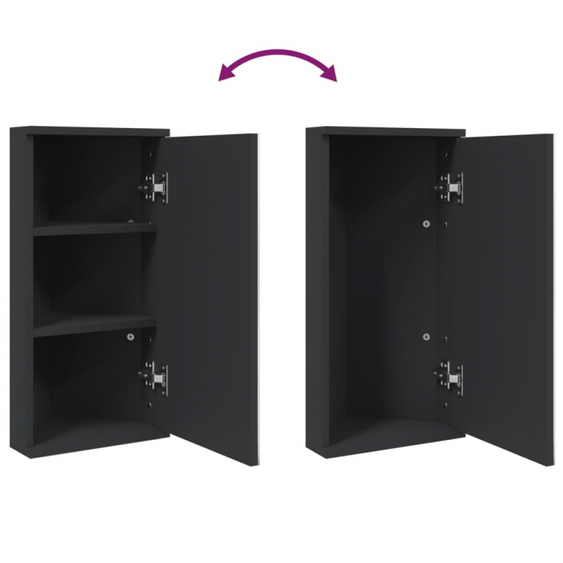 Eck-Spiegelschrank Schwarz 30x24x60 cm