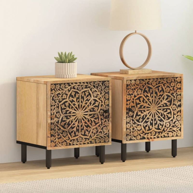 Nachttische 2 Stk. 40x33x46 cm Massivholz Mango