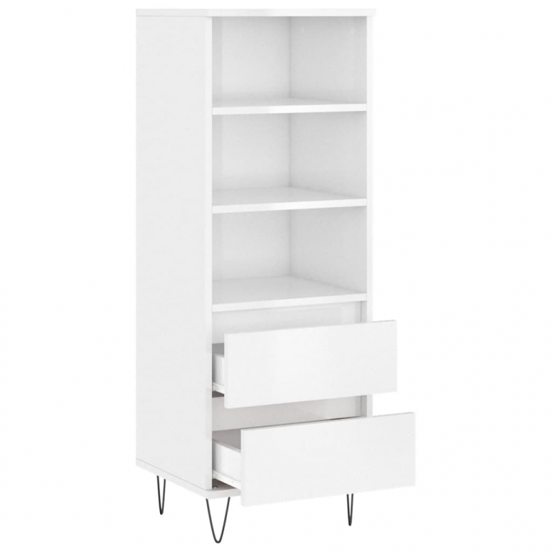 Highboard Hochglanz-Weiß 40x36x110 cm Holzwerkstoff