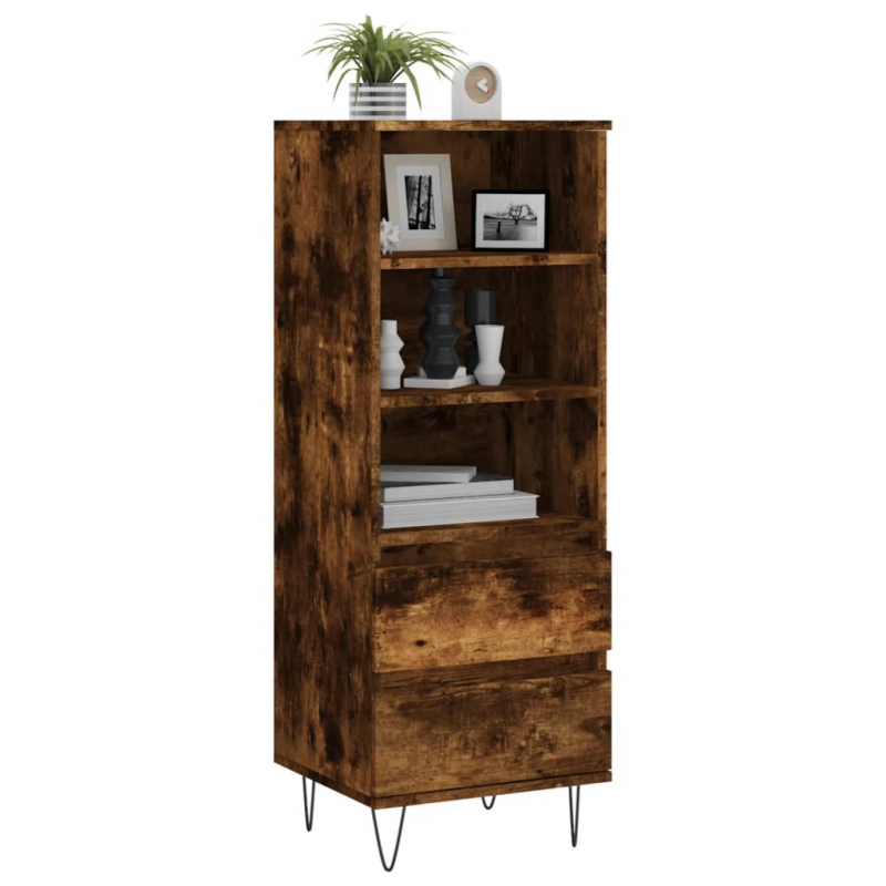 Highboard Räuchereiche 40x36x110 cm Holzwerkstoff