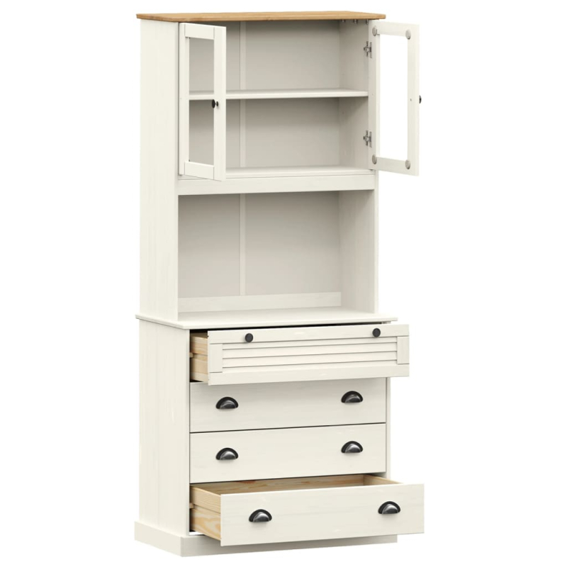 Highboard VIGO Weiß 80x40x176 cm Massivholz Kiefer