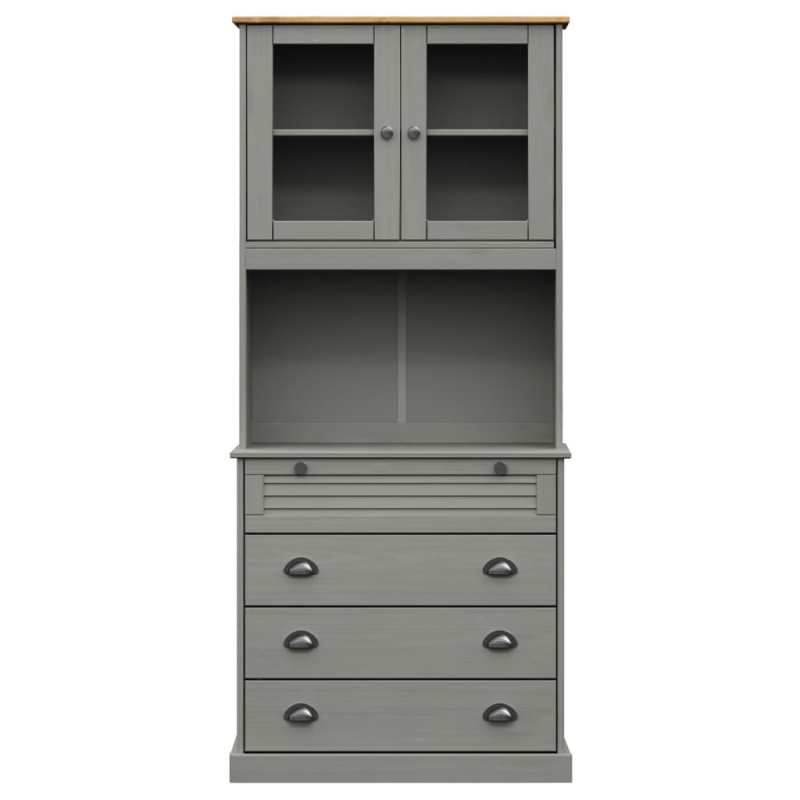 Highboard VIGO Grau 80x40x176 cm Massivholz Kiefer