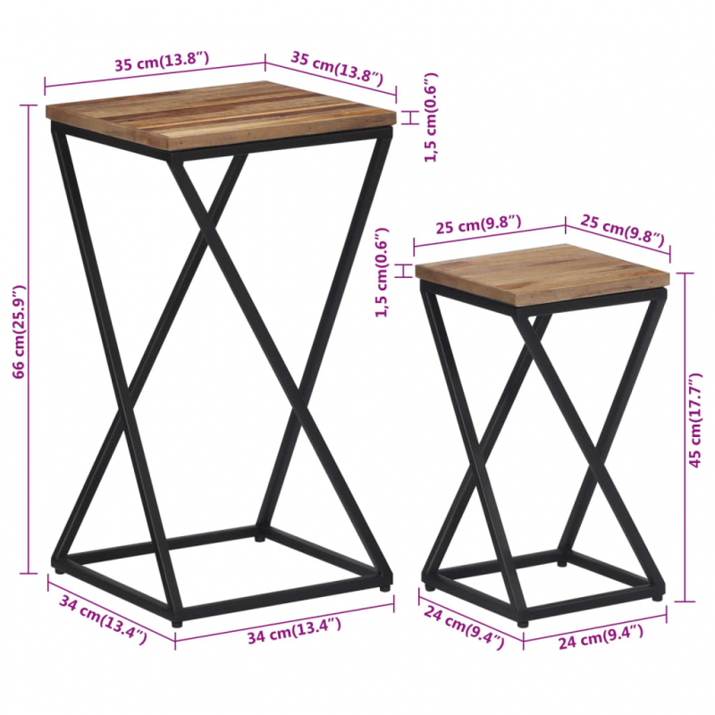 Beistelltische 2 Stk. Recyceltes Massivholz Teak