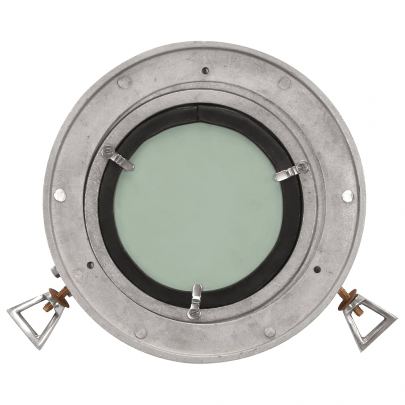 Bullaugen-Spiegel Wandmontage Ø23 cm Aluminium und Glas